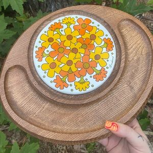 Vintage 1970s Goodwood Cheese Board/Rolling Tray